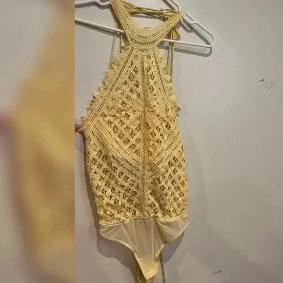 FREE PEOPLE
Be My Battenburg Bodysuit In Vintage Lemon - Picture 5 of 8